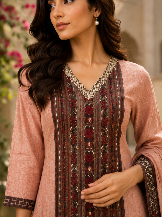 Linen Handwork Printed Suit Set