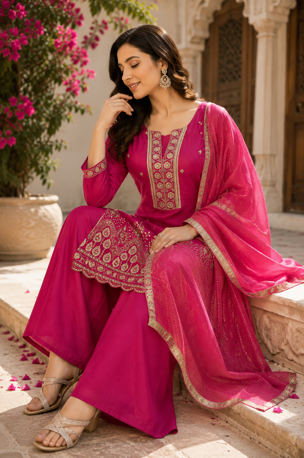 Premium Silk Suit Set with Sequence work