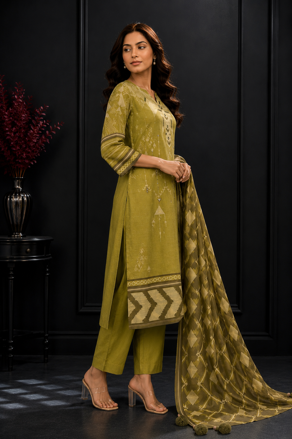 Shimmer Muslin Digital Print Suit Set
