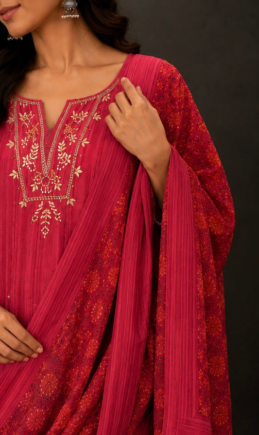 Chanderi Gotta Patti & Handwork Suit Set