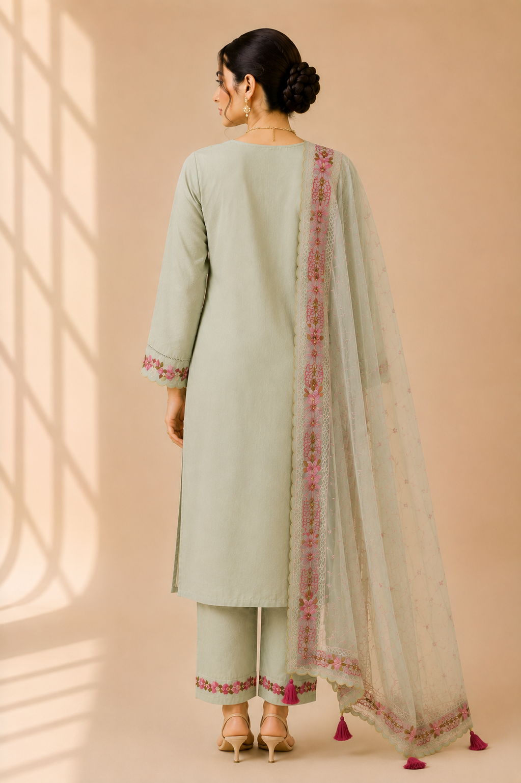 Mul Chanderi Suit Set with Embroidery Detailing