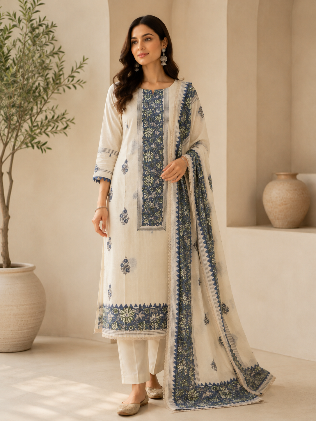 PREMIUM LINEN COTTON UNSTITCHED SUIT SET