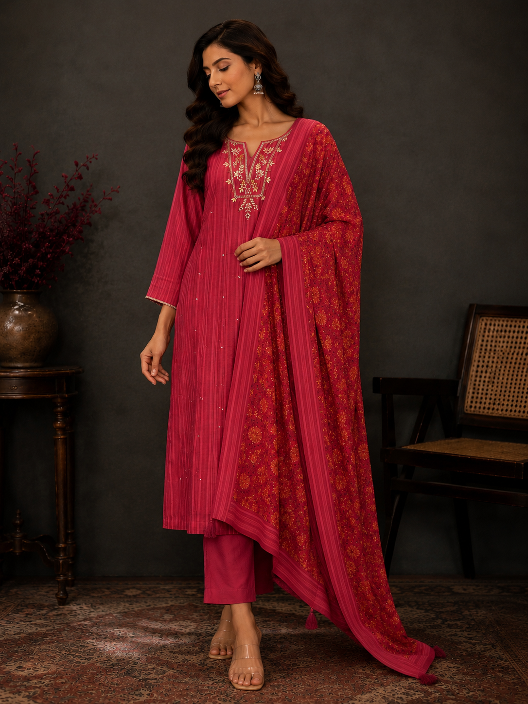 Chanderi Gotta Patti & Handwork Suit Set