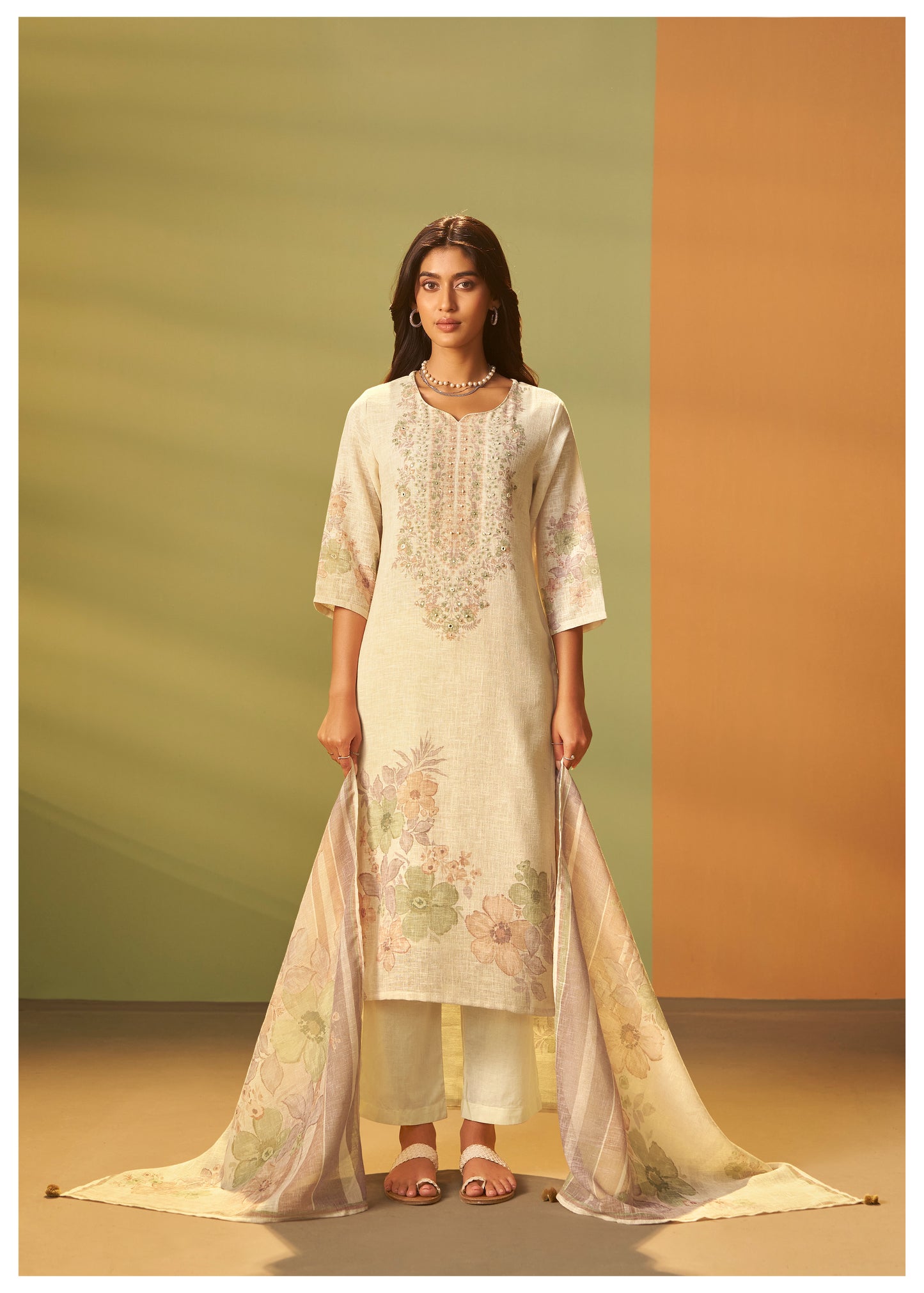 Pastel Bloom Linen Suit