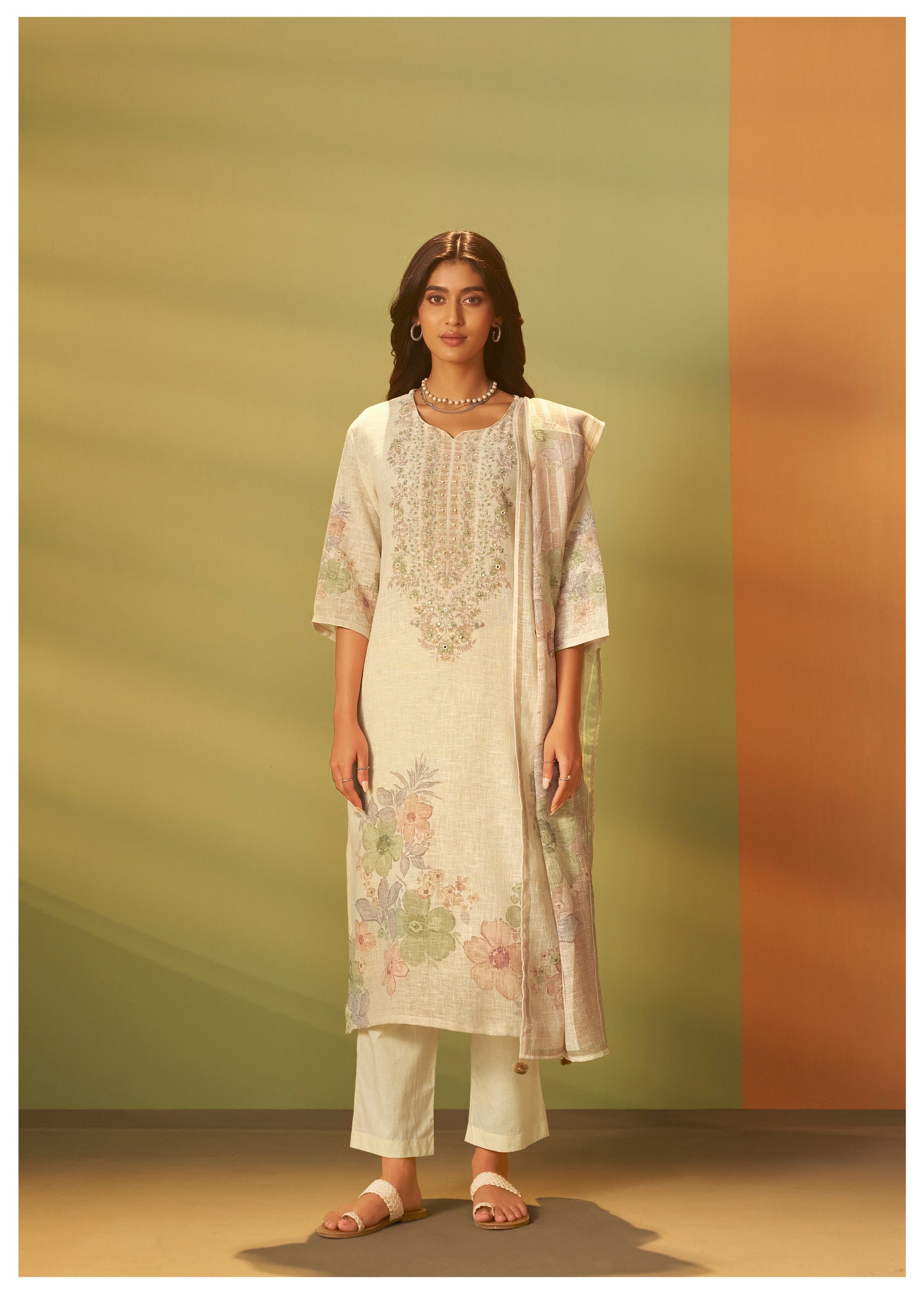 Pastel Bloom Linen Suit
