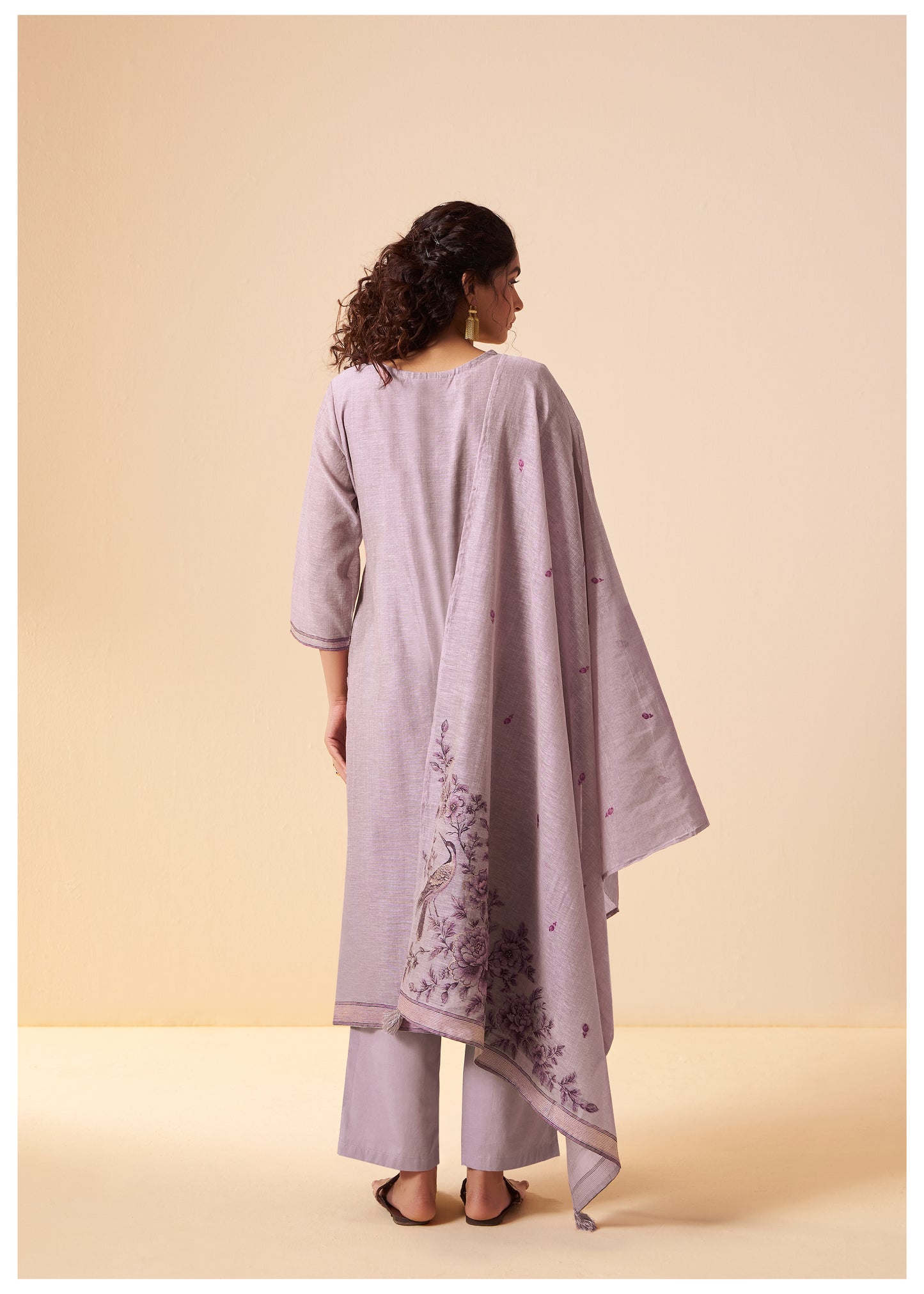 Thread & Zari Detail Lavender Linen Suit Set