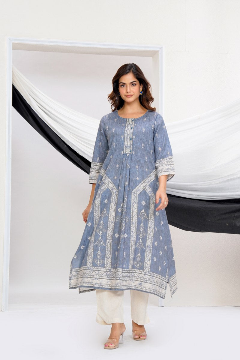 Linen Cotton A-Line Suit Set