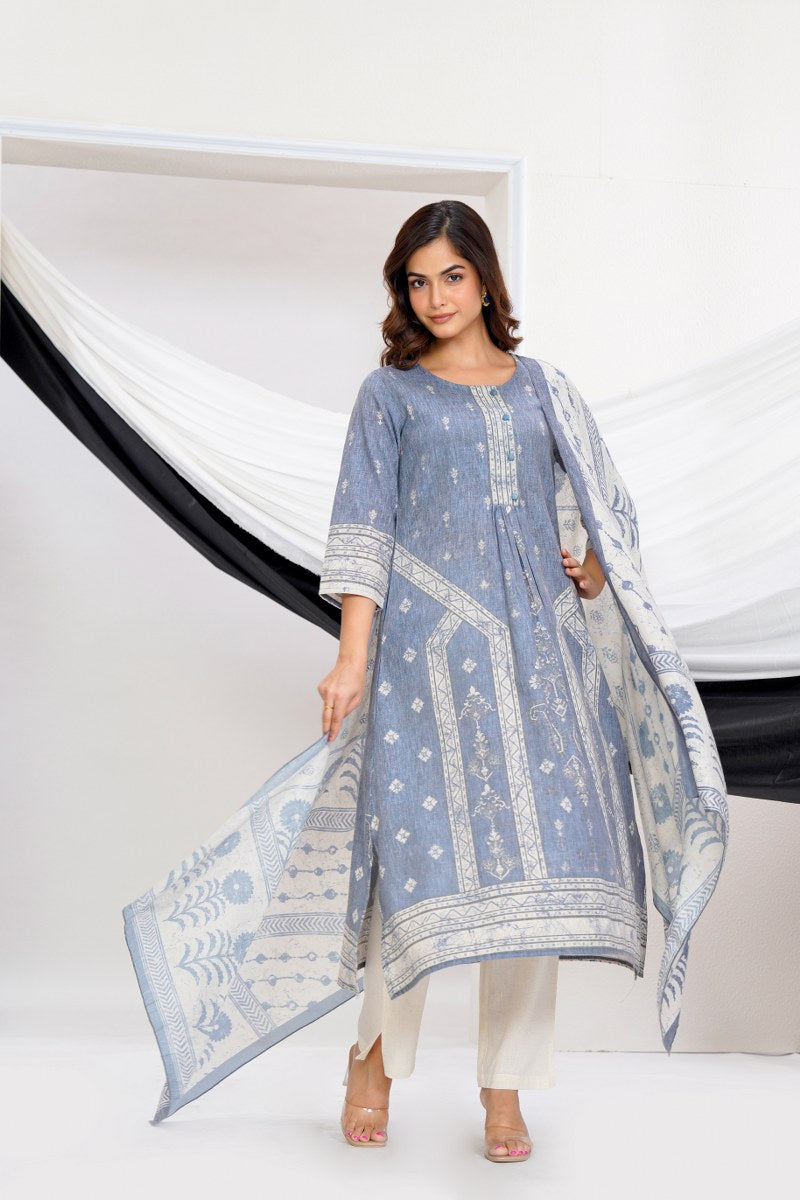 Linen Cotton A-Line Suit Set