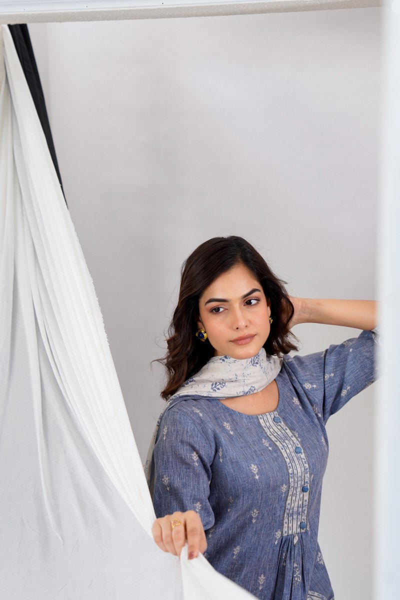 Linen Cotton A-Line Suit Set