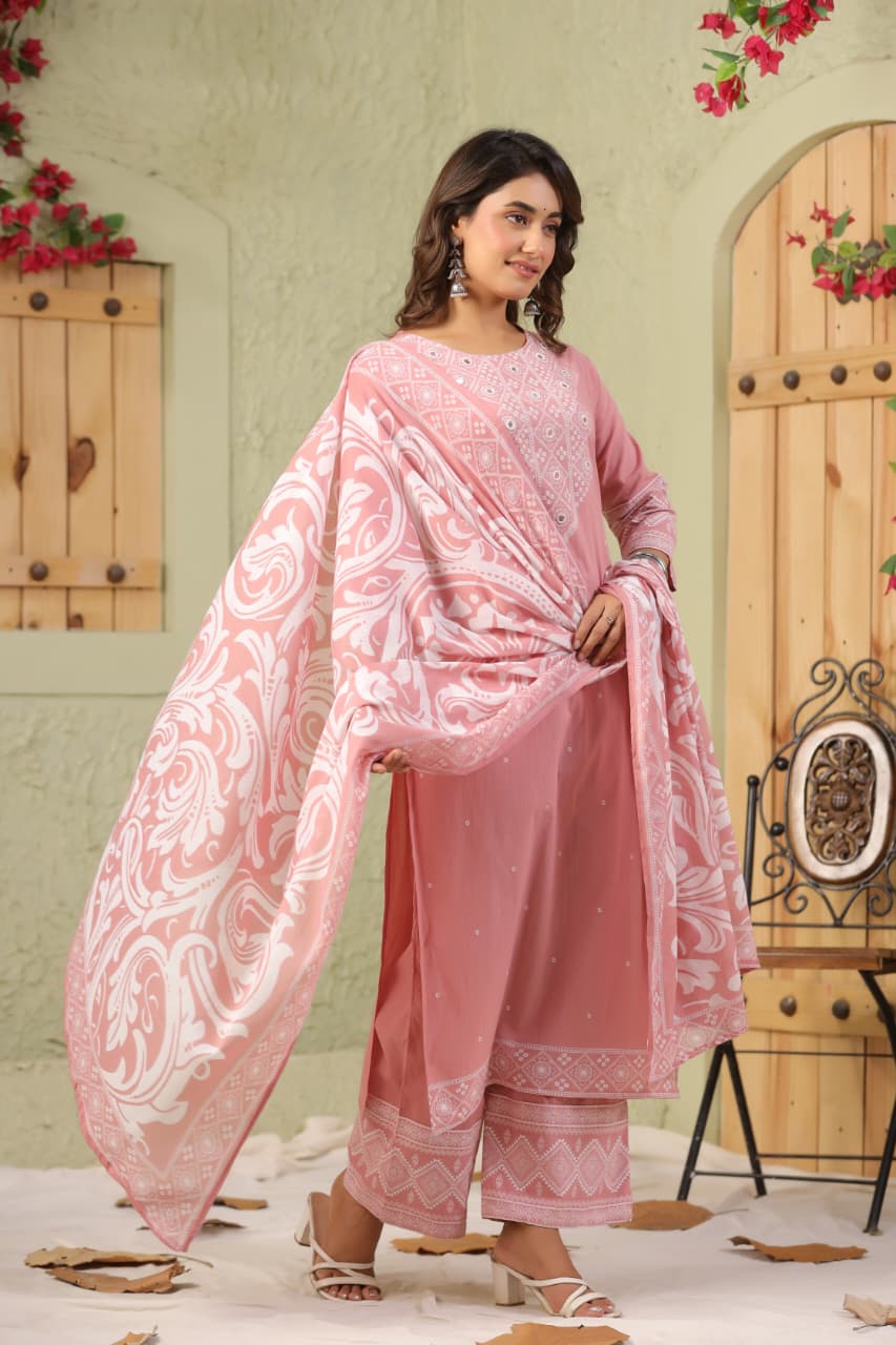 Cotton Suit Set with Light Detailing