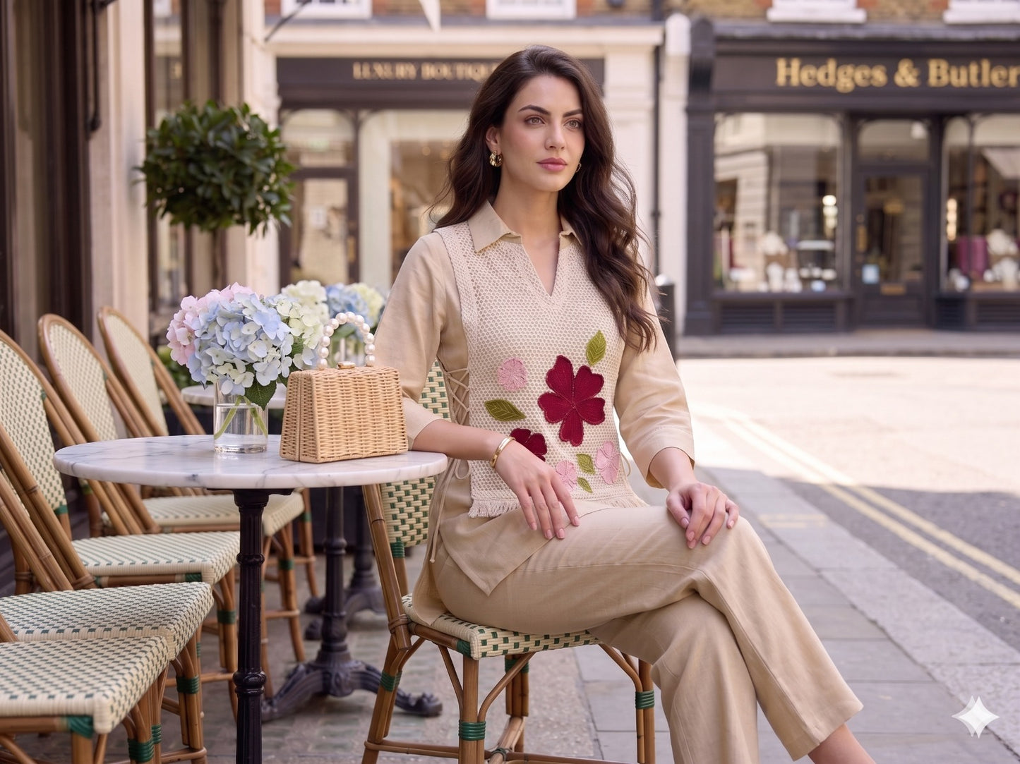 Linen Cotton Co-ord Set with Knitted Detailing