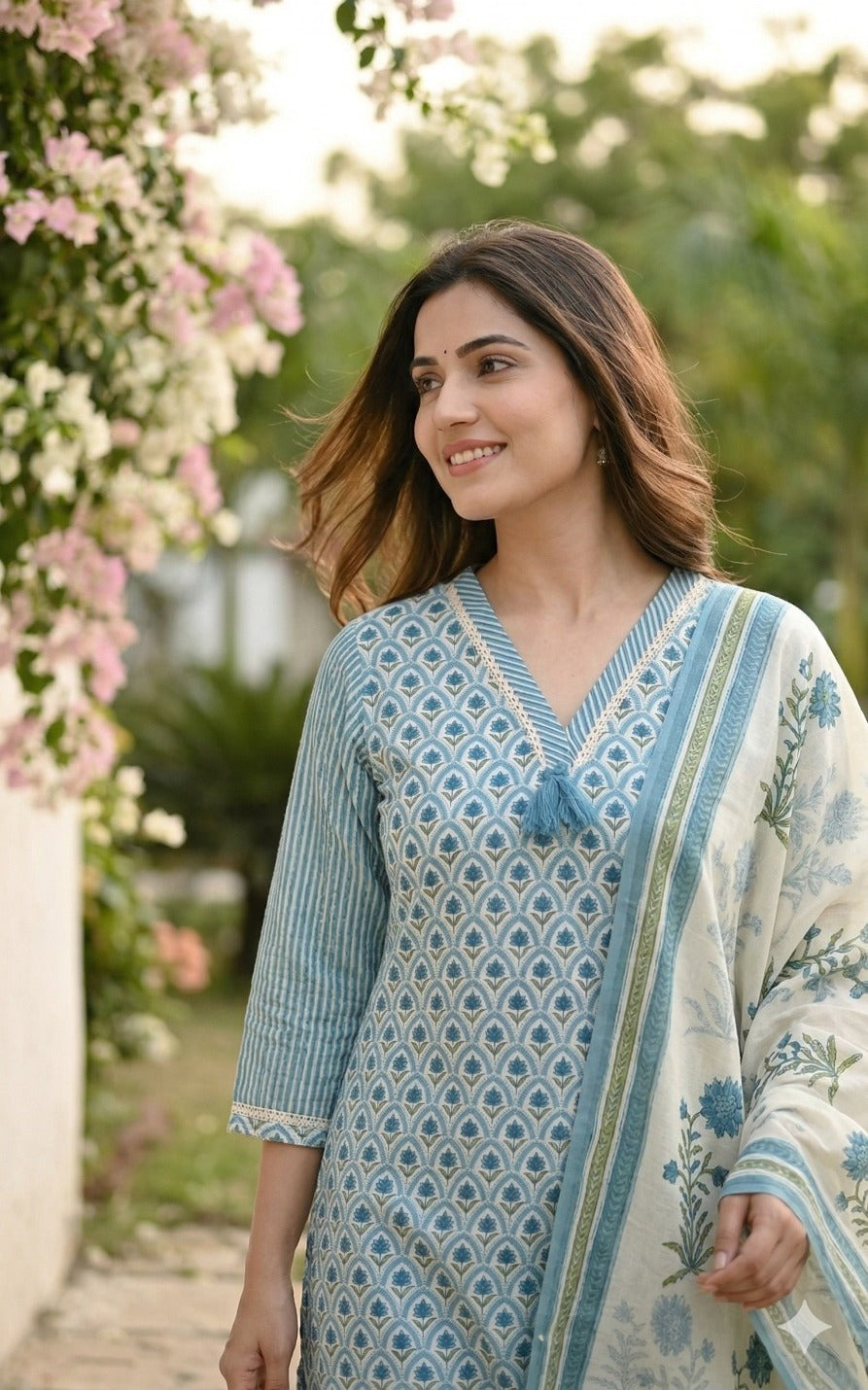 Cotton Suit Set with Kota Doria Dupatta