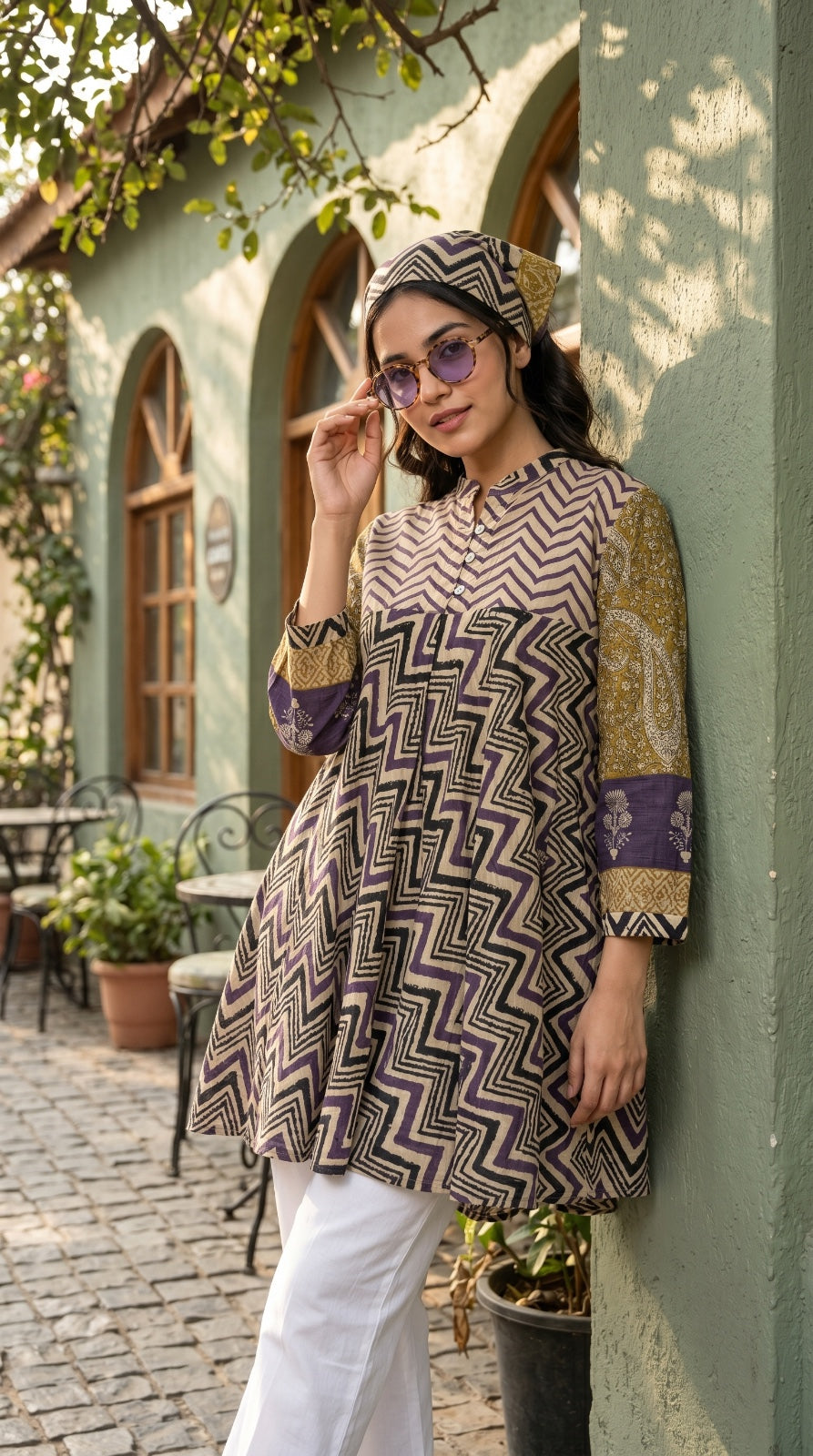 Mul Chanderi Printed Top