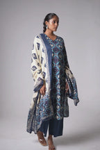 Indigo Elephant Motif Cotton Printed Suit Set