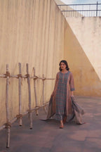 Mocha Block Printed A-Line Cotton Suit Set