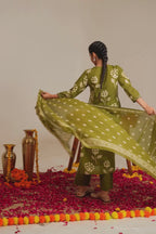 Green Floral Printed Cotton Suit Set